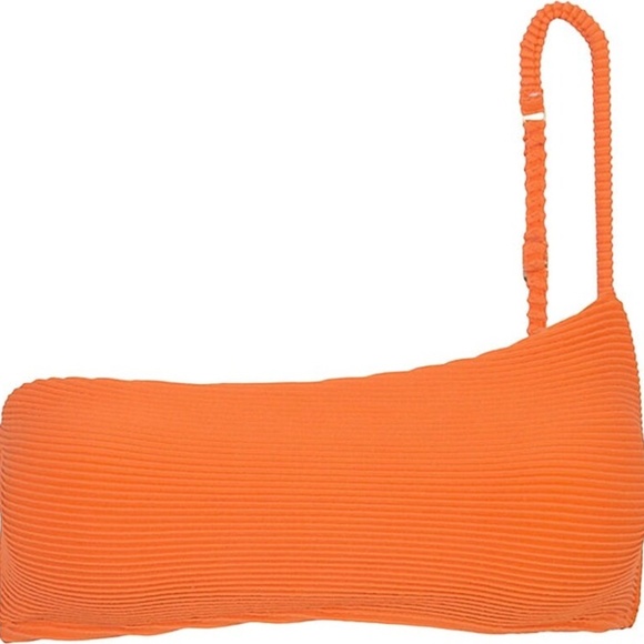NEW ViX Paula Hermanny Kayla Ana Orange Pleated Bikini Top Size: M - Picture 2 of 3